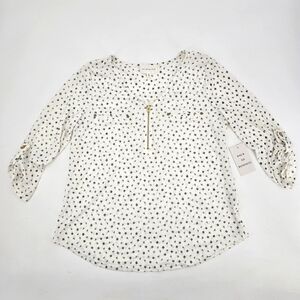 The Workshop White Blouse with Black Polka Dots Size M NWT